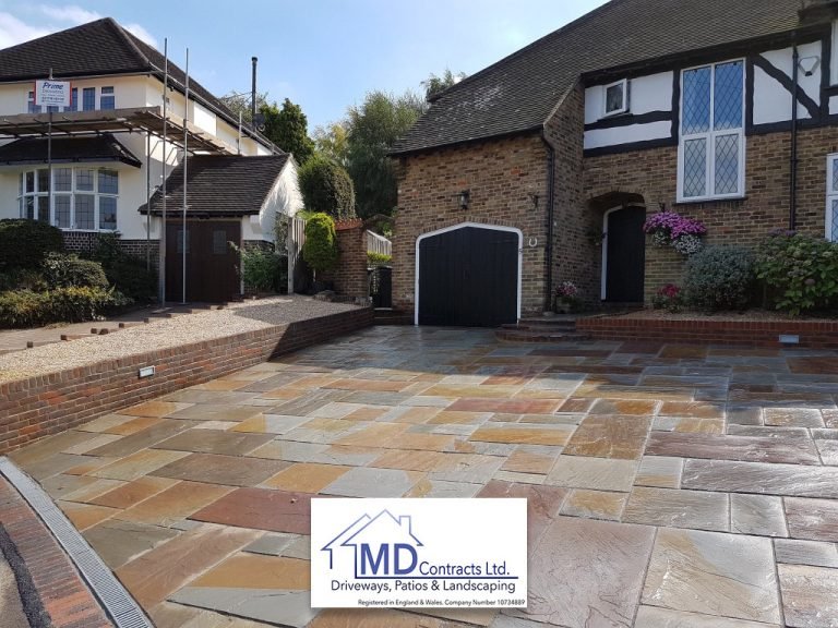 Sandstone driveway in Suffolk.